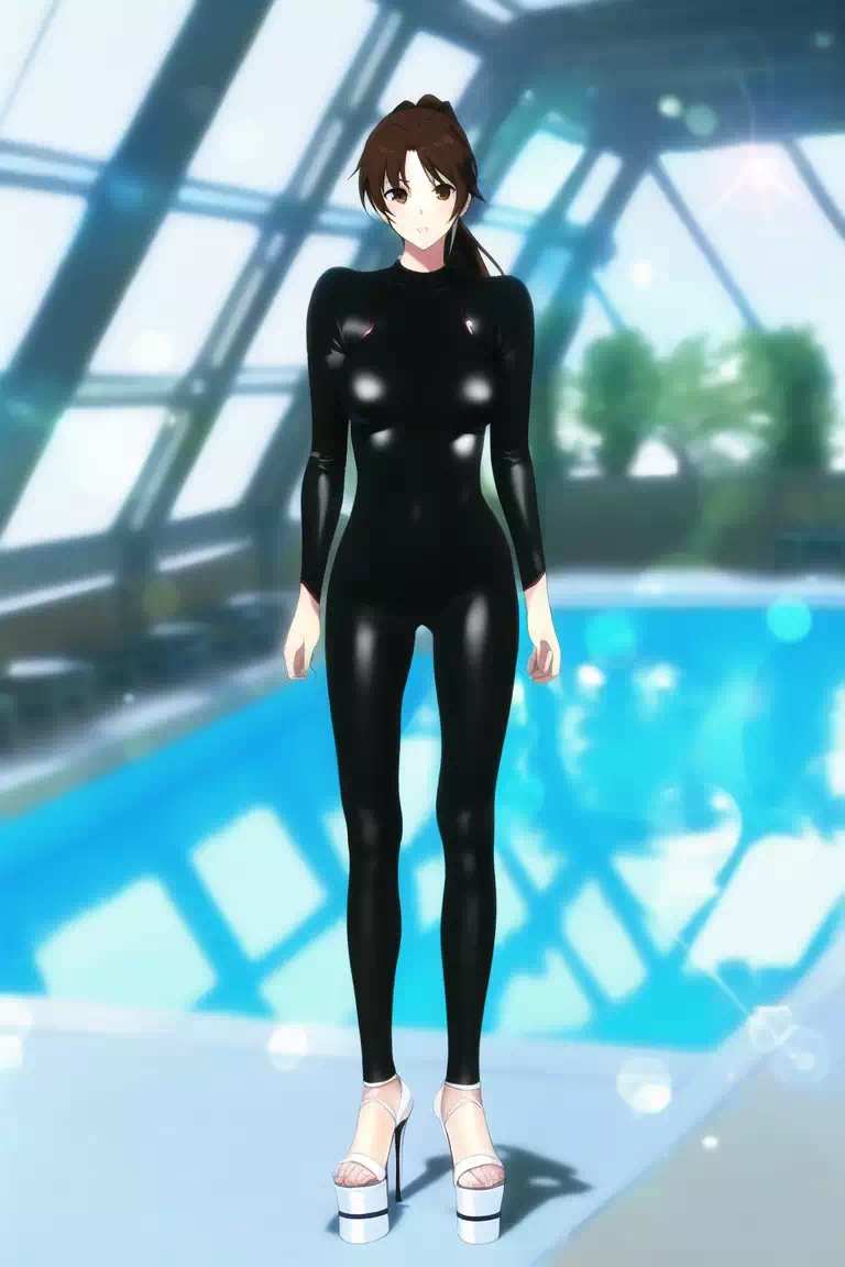 【AIバージョン】キャットスーツ水着姿でグラビア