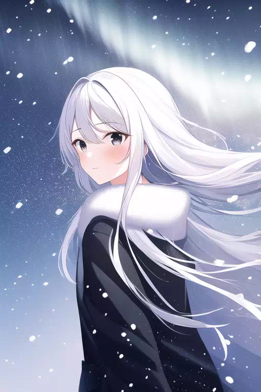 雪今日冬の白髪の少女 (3)