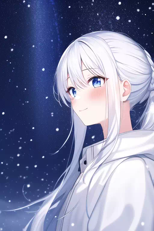 雪今日冬の白髪の少女(5)