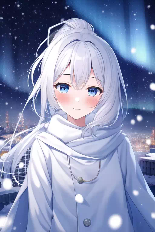 雪今日冬の白髪の少女(7)