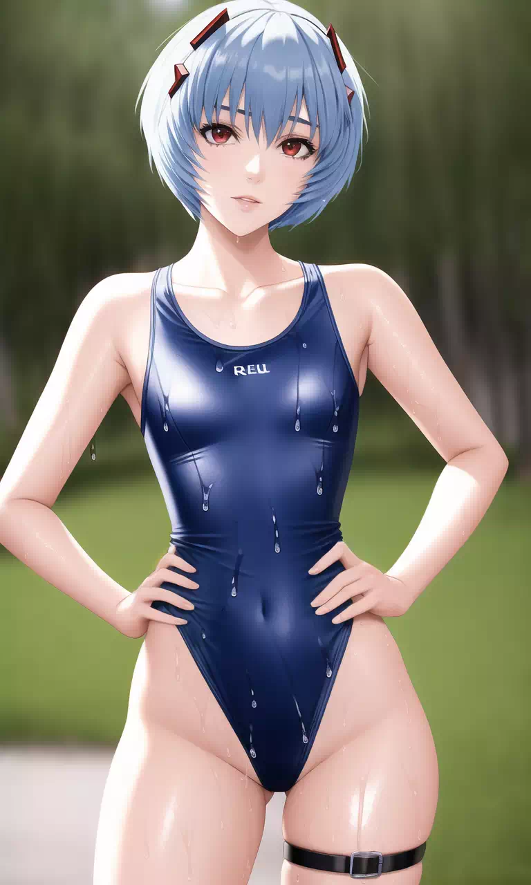 Rei in a swimsuit