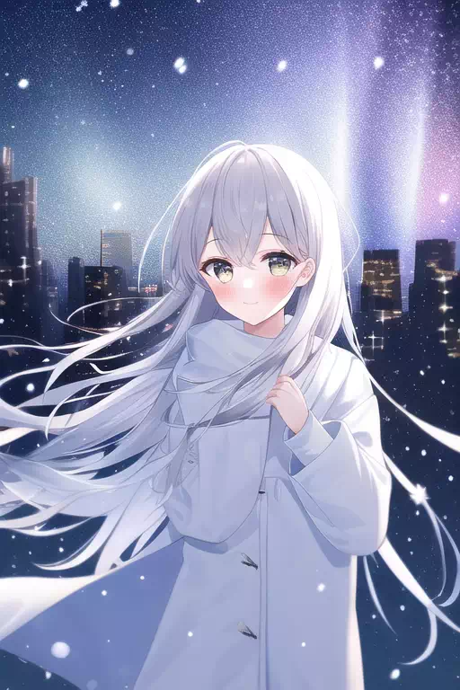 雪今日冬の白髪の少女(8)