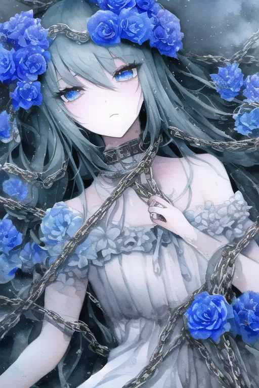 元素　暗鎖　青い花