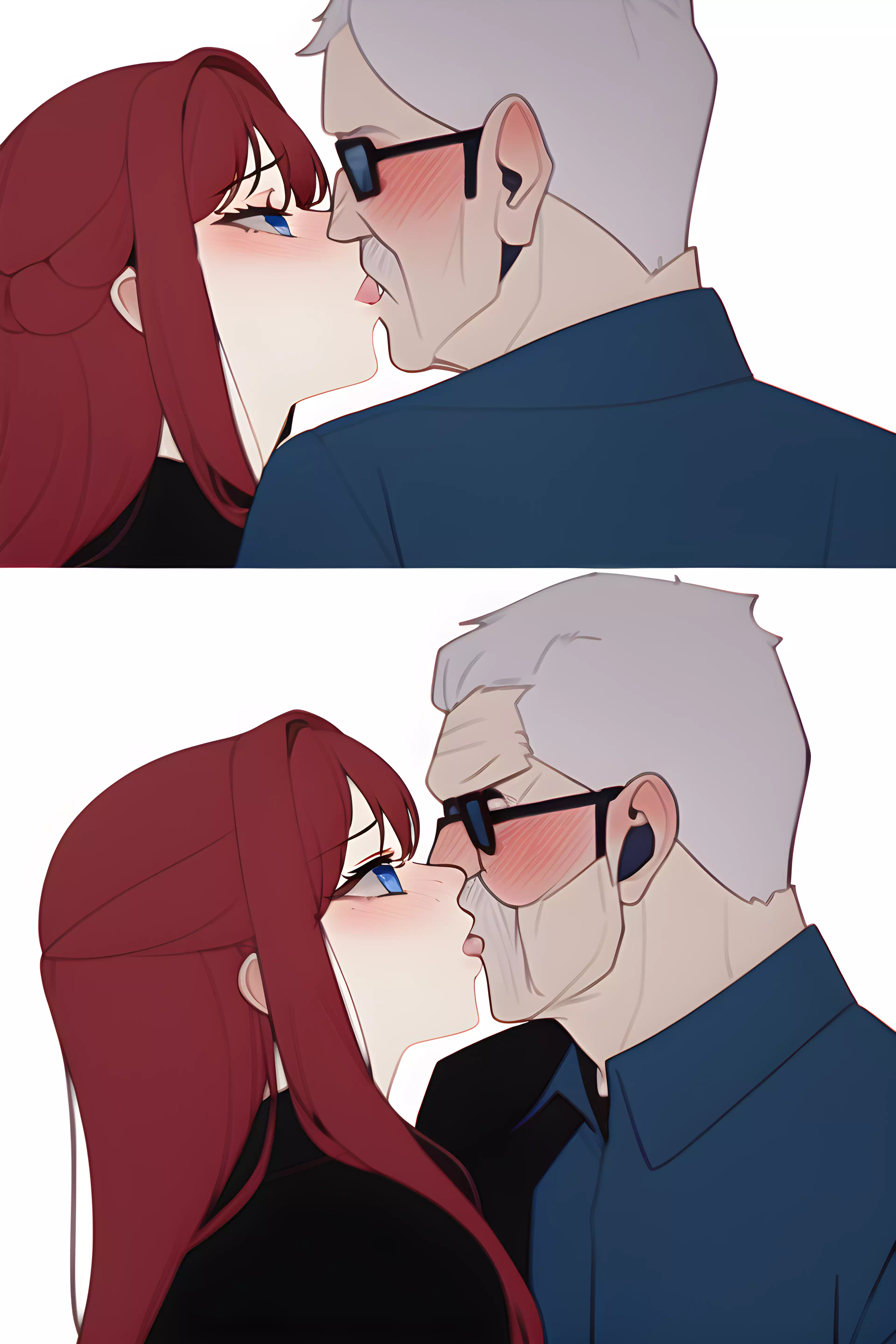 老人 紅髮美女 kiss