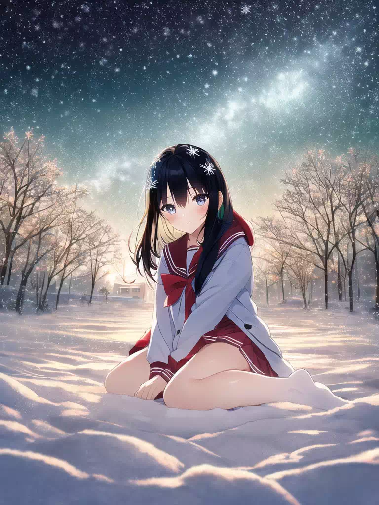 high school girl in the snow