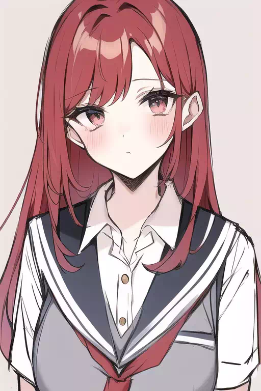NovelAI red hair school girl