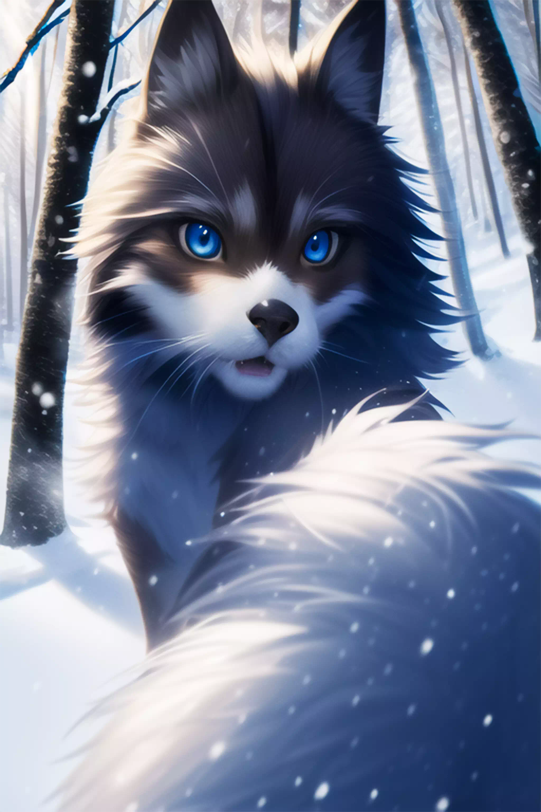 Portrait of a surprised Snow fox