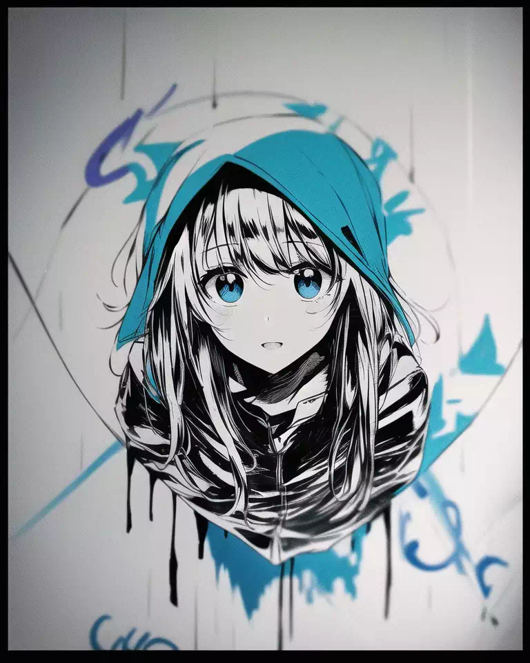 blue graffiti girl
