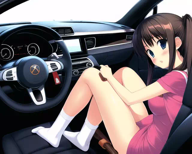 Girl Playing in Car Socks