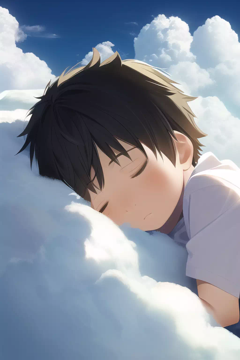 [NovelAI]雲の上で寝る夢を見るショタ