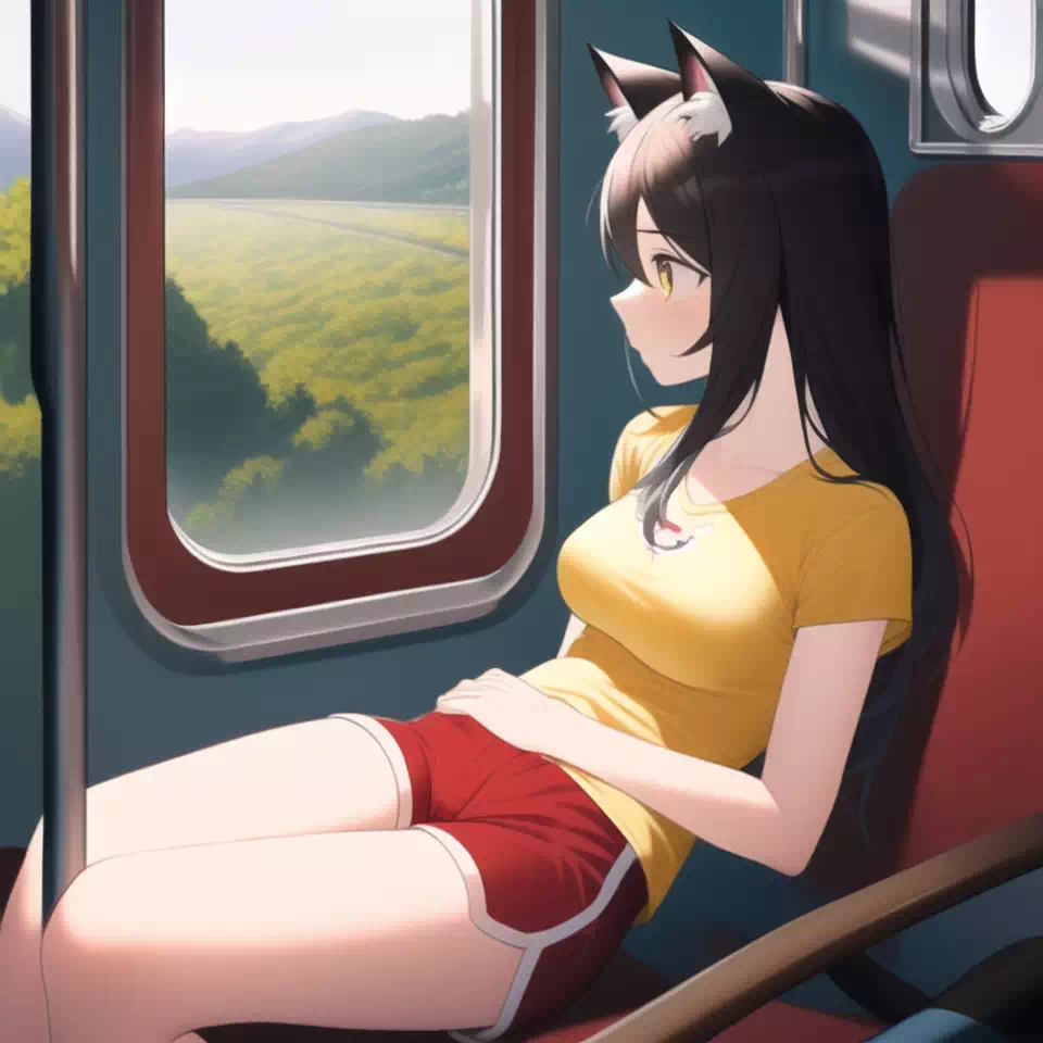 Cat girl on a Train
