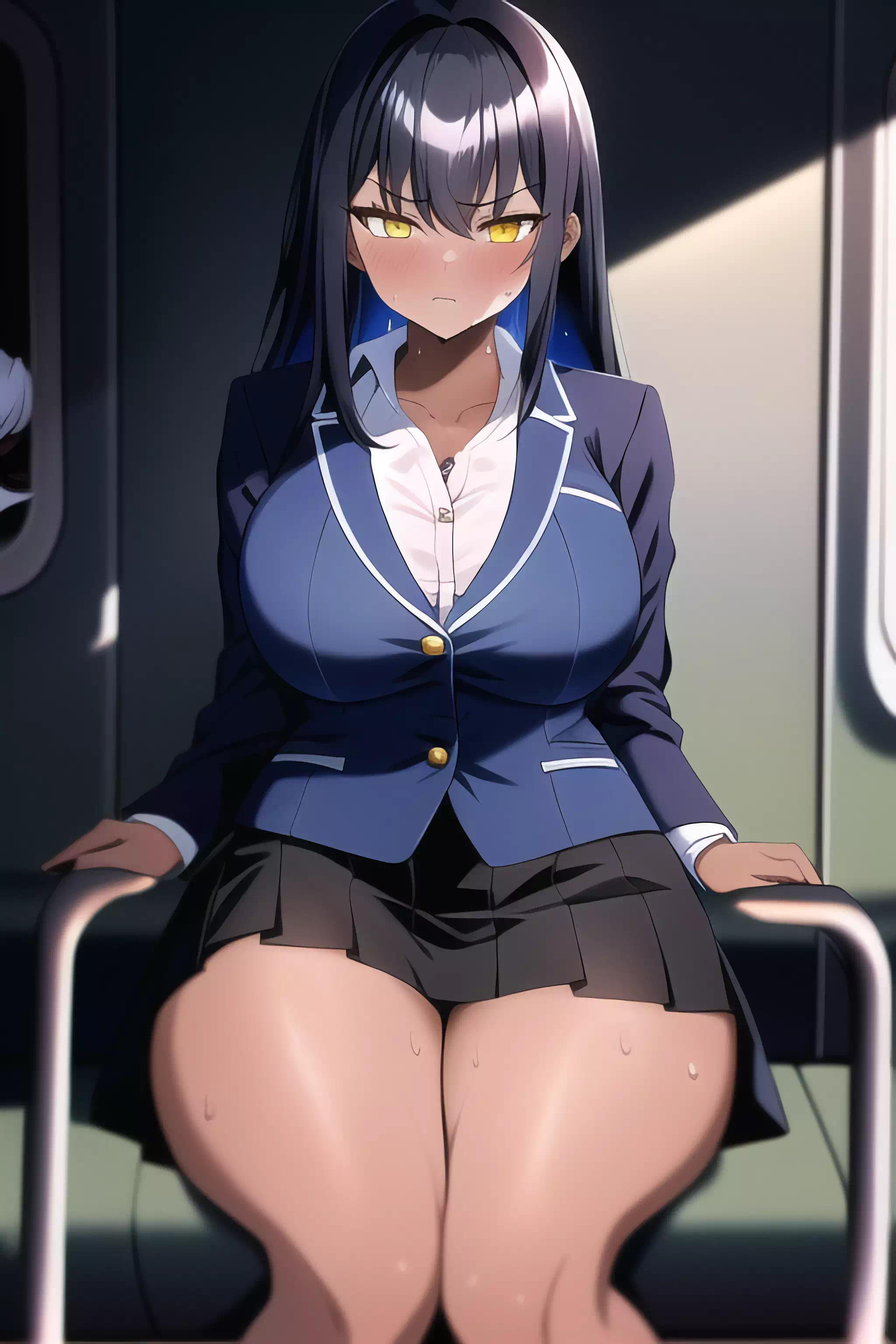 Karin riding the train