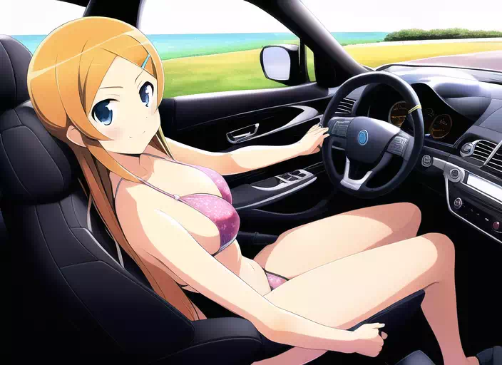 Kirino Driving Car in Bikini