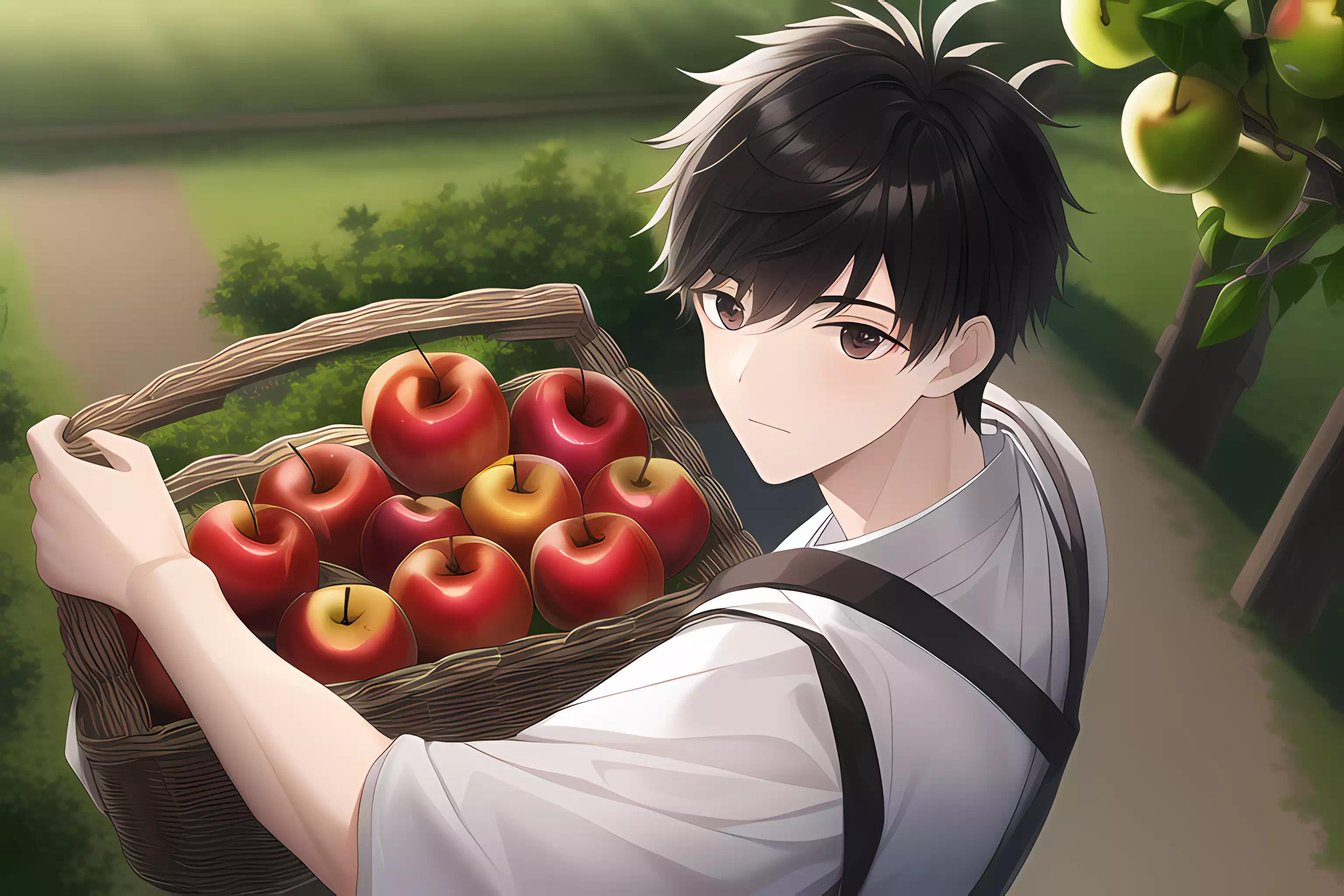 鬼侍マン りんごの収穫を手伝う