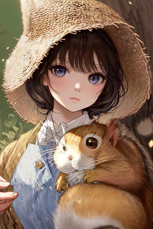 girl and squirrel