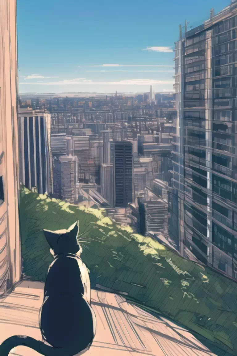Black cat in city