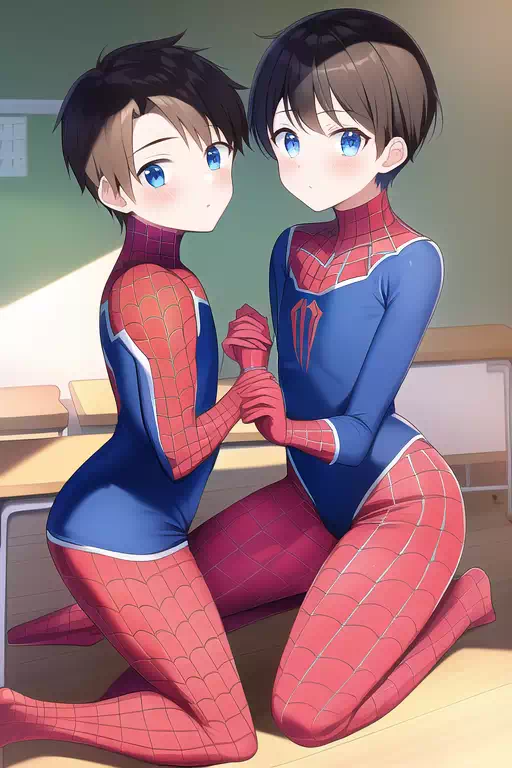 boys in spiderman costume