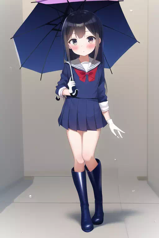 AI、雨の中