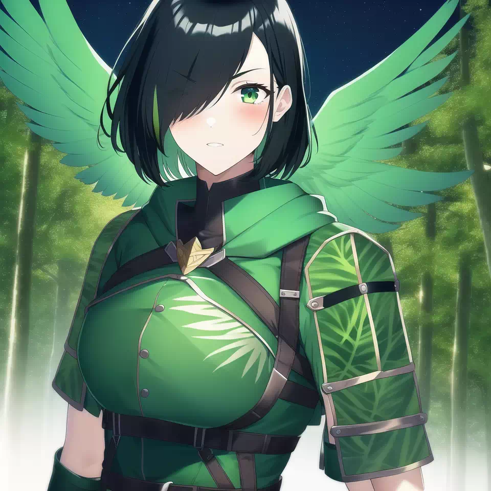 Green／Leaf Theme with Bird Wings