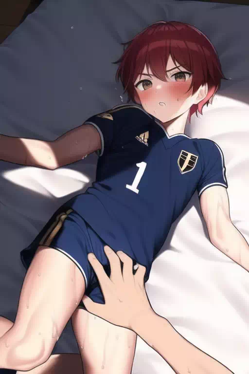 サッカー少年をベッド上でおさわり
