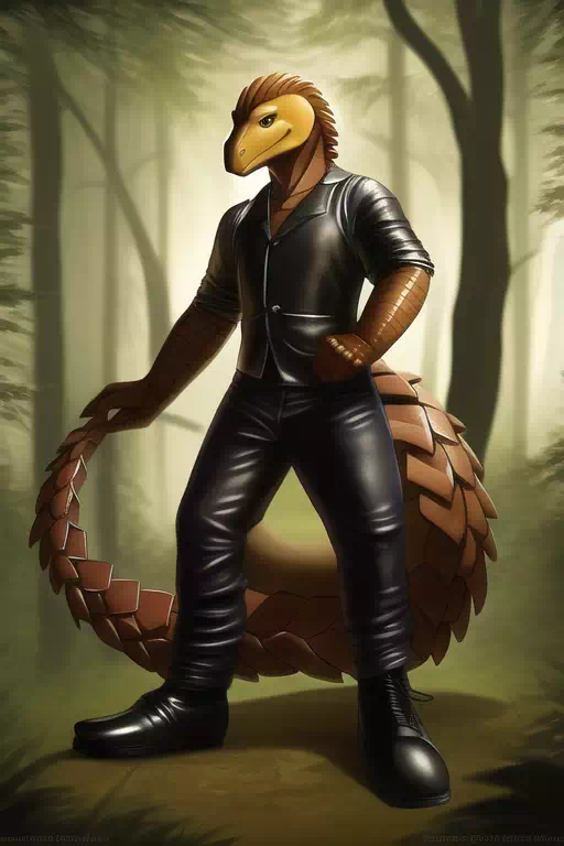 Pangolin standing in a forest