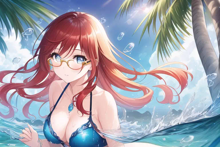 Red hair on the beach