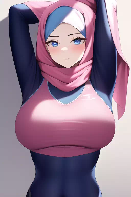 Pink hijab sports arms up
