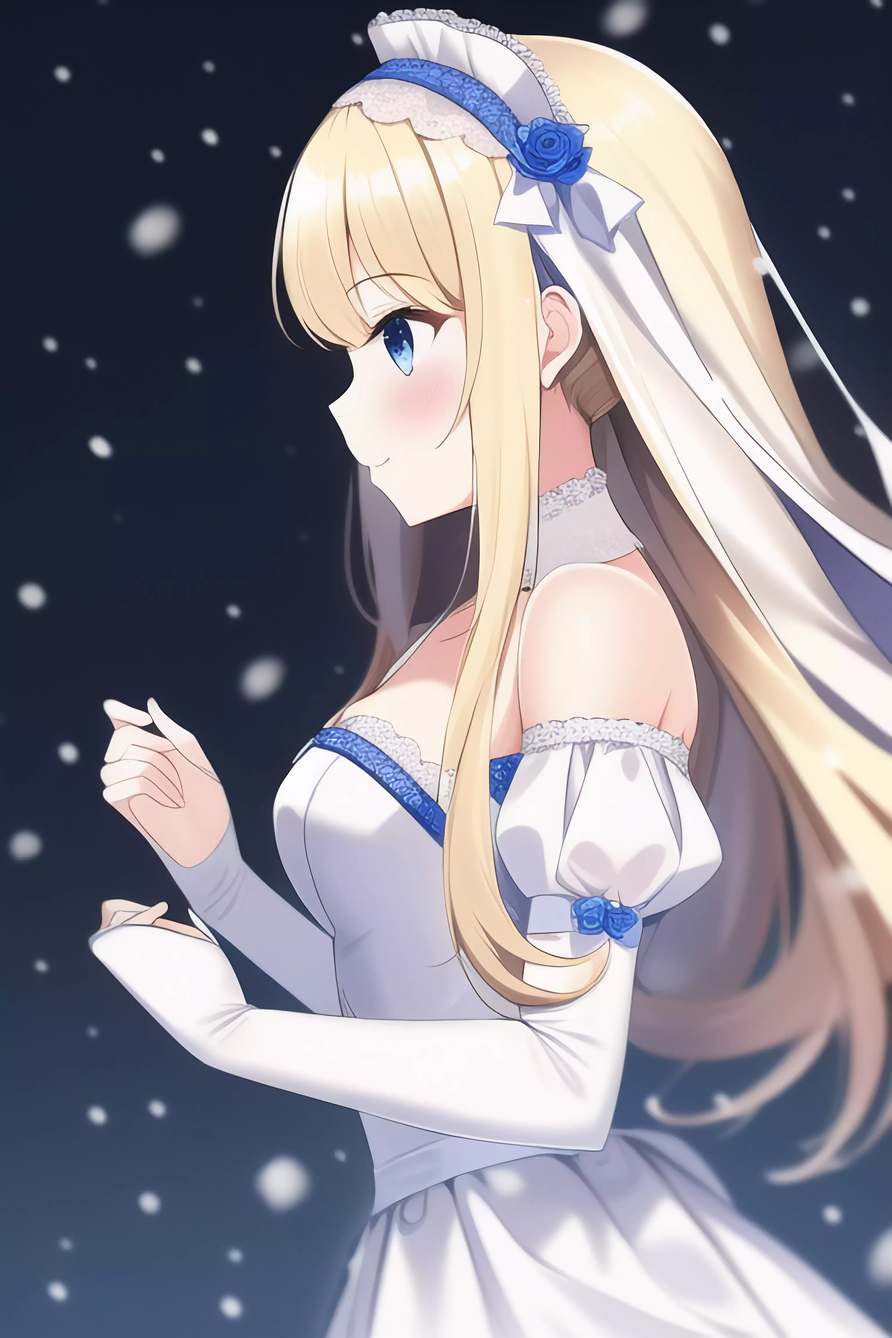 A blonde girl in the snow