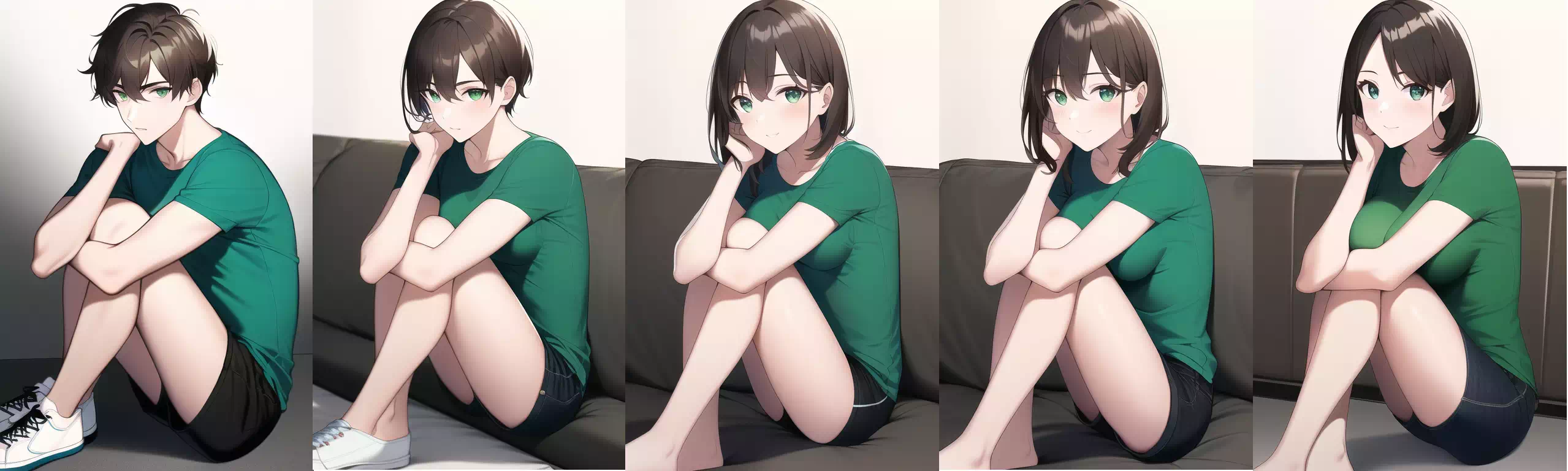 緑Tシャツの青年→お姉さんTSF