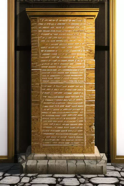 黄金の石版に彫られた古代文字