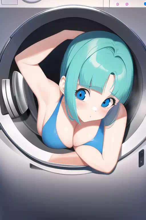 Bulma stuck in a washing machine