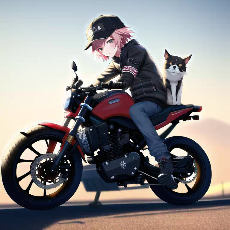 [AI] 少年 x オートバイ x 犬