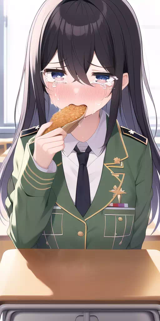 【AI絵】変な芋を食べている女性指揮官