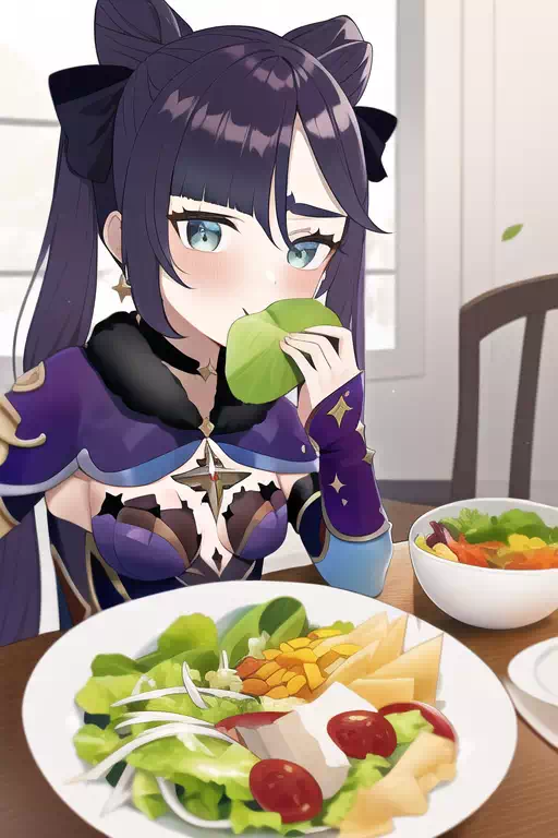 【AI】モナ 食べる サラダ