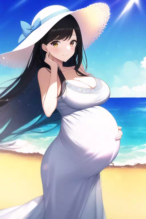海辺の妊婦の姉ちゃん