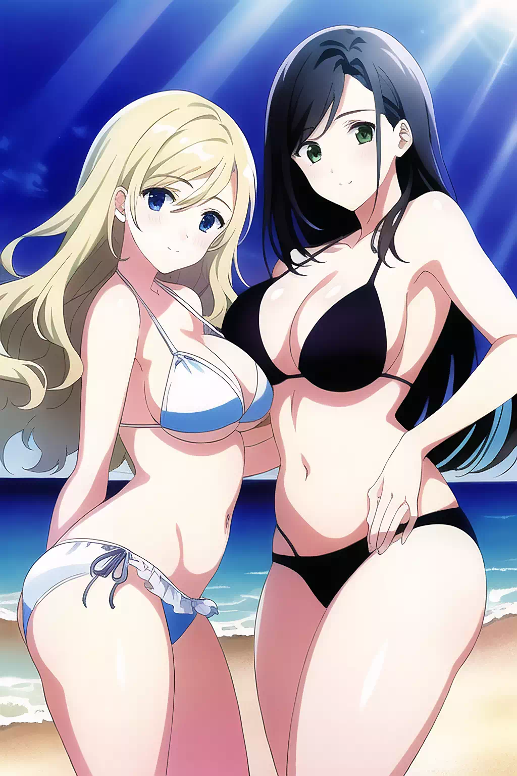 Two girls in bikinis