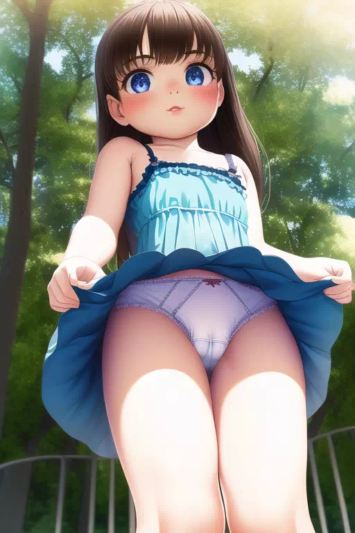 【AI】公園でスカートをたくし上げるロリ①