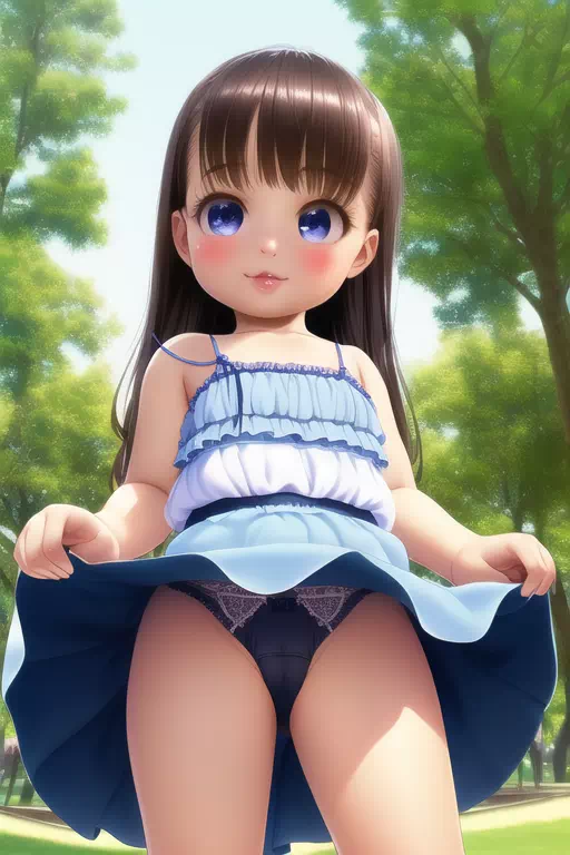 【AI】公園でスカートをたくし上げるロリ②