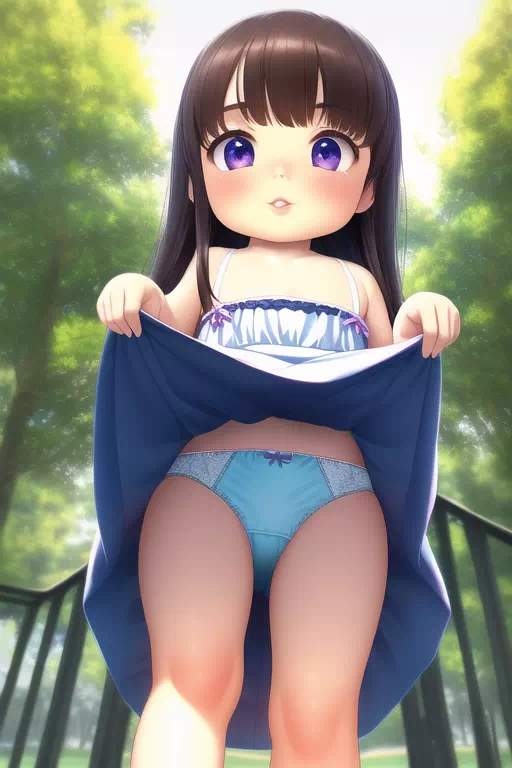 【AI】公園でスカートをたくし上げるロリ②