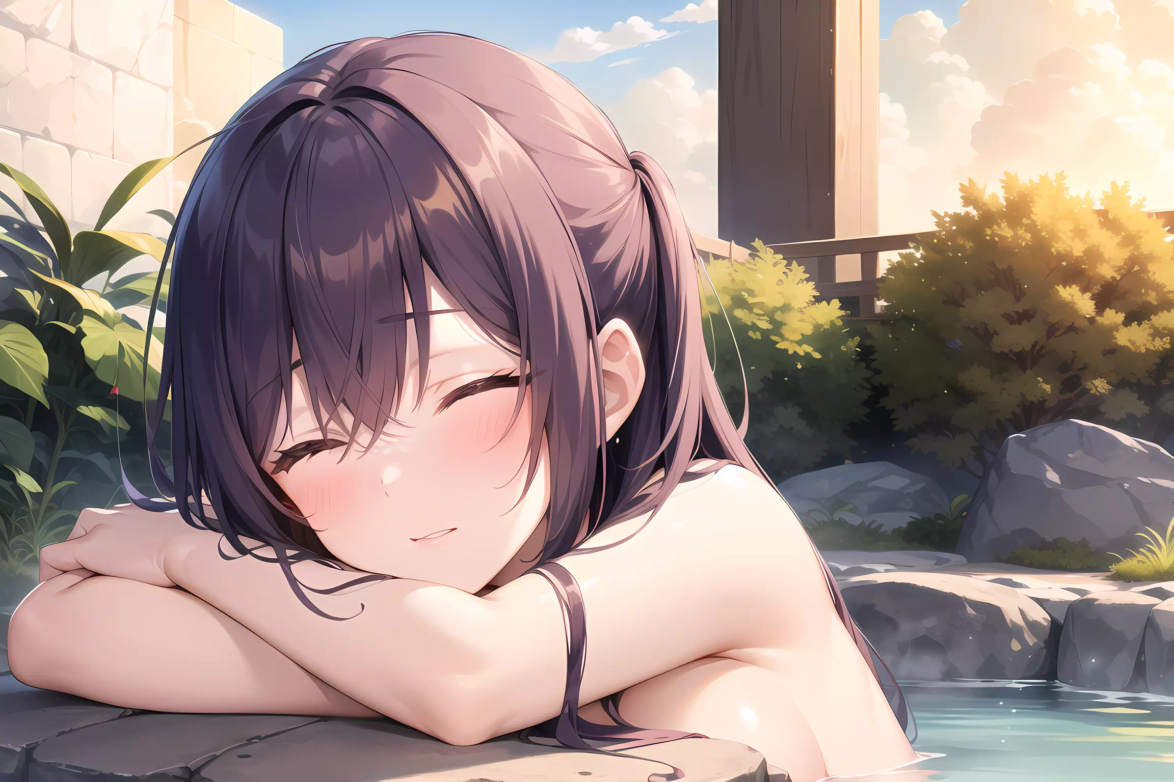 Enjoy hot spring