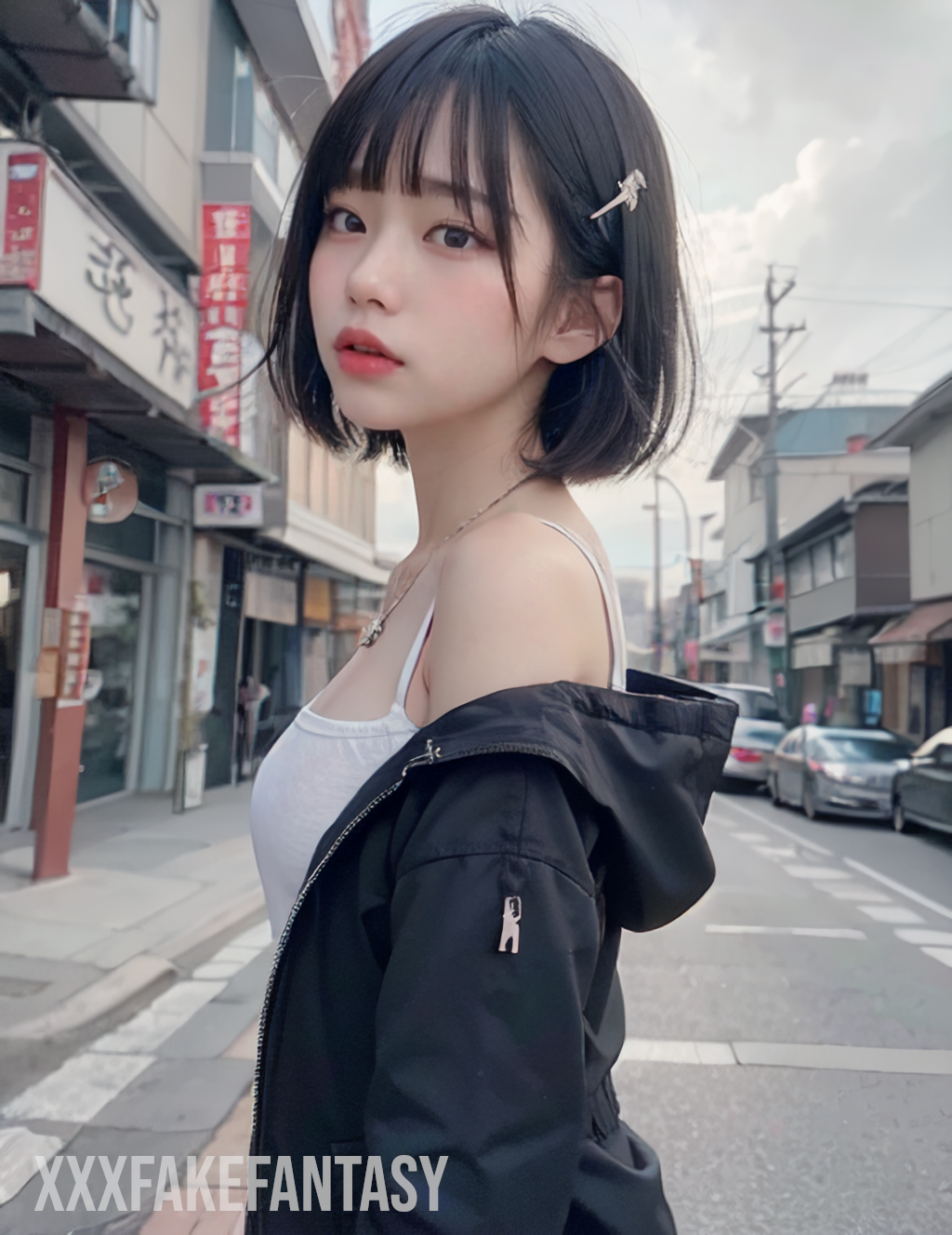 Japanese girl standing on street