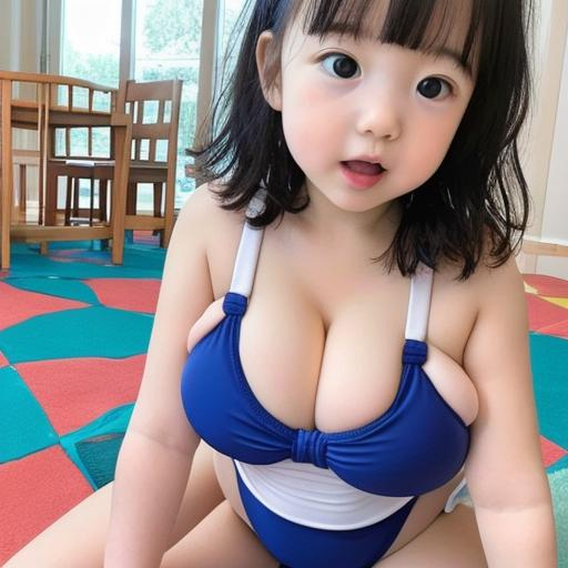 水着の巨乳幼児