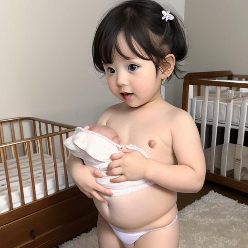 授乳する小学生