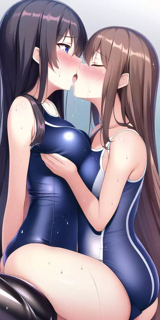 【NovelAI】Kissing swimsuit girls