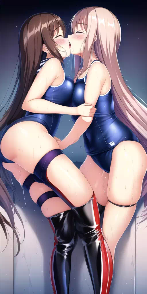 【NovelAI】Kissing swimsuit girls