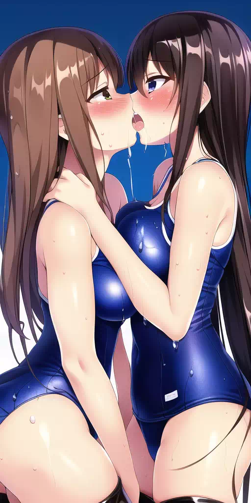 【NovelAI】Kissing swimsuit girls