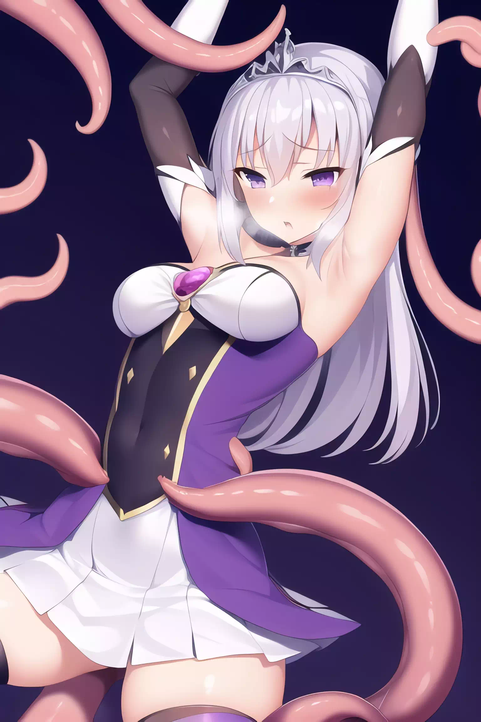 銀髪変身ヒロイン 触手拘束