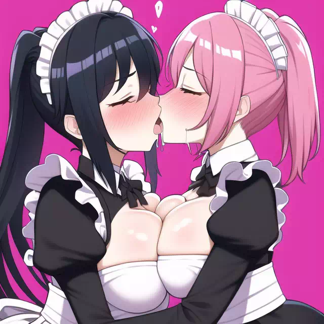 ピンクポニテメイドの百合キス詰め合わせ