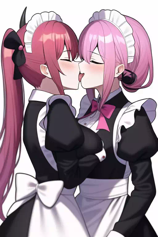 ピンクポニテメイドの百合キス詰め合わせ