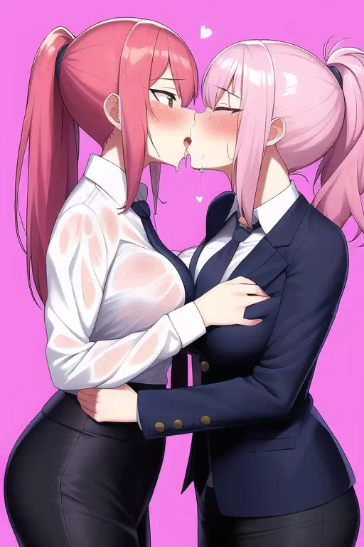 スーツ女子でピンクポニテの百合キス詰め合わせ